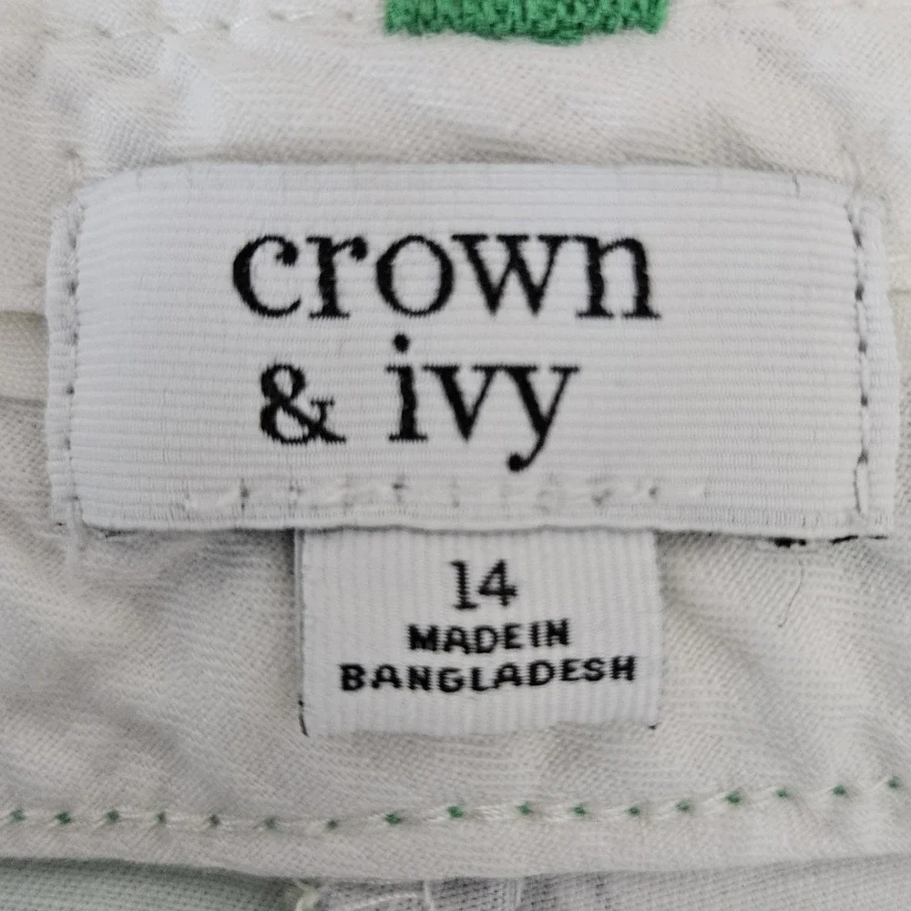 Crown & Ivy Cotton 5‎ Inch Chino Shorts Womens 14 Preppy Summer Vacation Beachy